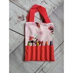 Minnie Mouse Crayon Holder Coloring Tote Bag Handmade Childrens Bag